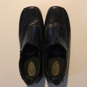 Dr. Scholl’s Black Leather Zip Wedge Loafers